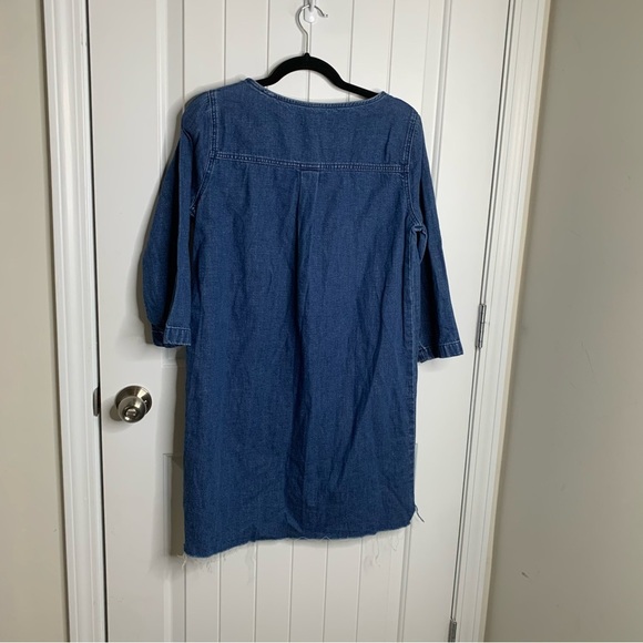 Madewell blue denim fray hem shift dress size medium preppy casual summer spring - Picture 3 of 5